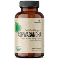 Futurebiotics Certified Organic Ashwagandha, Stress Mood & Energy Support Adaptogenic Herb, Non-GMO, 100 Organic Tablets