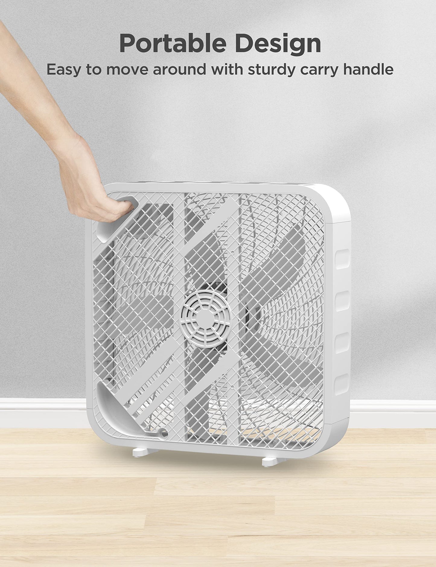 PELONIS 3-Speed Box Fan for Full-Force Circulation with Air Conditioner, White