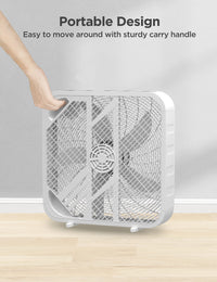 PELONIS 3-Speed Box Fan for Full-Force Circulation with Air Conditioner, White