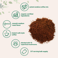 Organic Instant 10 in 1 Mushroom Coffee Powder, 28 Ounce (317 Servings)| Premium Arabica Coffee with Lion’s Mane, Chaga, Reishi,& More| Immune Support