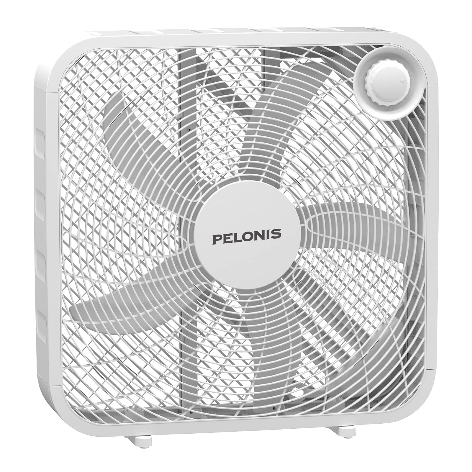 PELONIS 3-Speed Box Fan for Full-Force Circulation with Air Conditioner, White