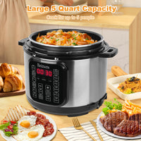 Electric Pressure Cooker: 5 Quart 8-in-1 Multi-Functional Built-in 12 Presets Programs Pressure Pot, Multi Cooker, Slow Cooker, Rice Cooker, Steamer, Yogurt Maker, Warmer & Sterilizer