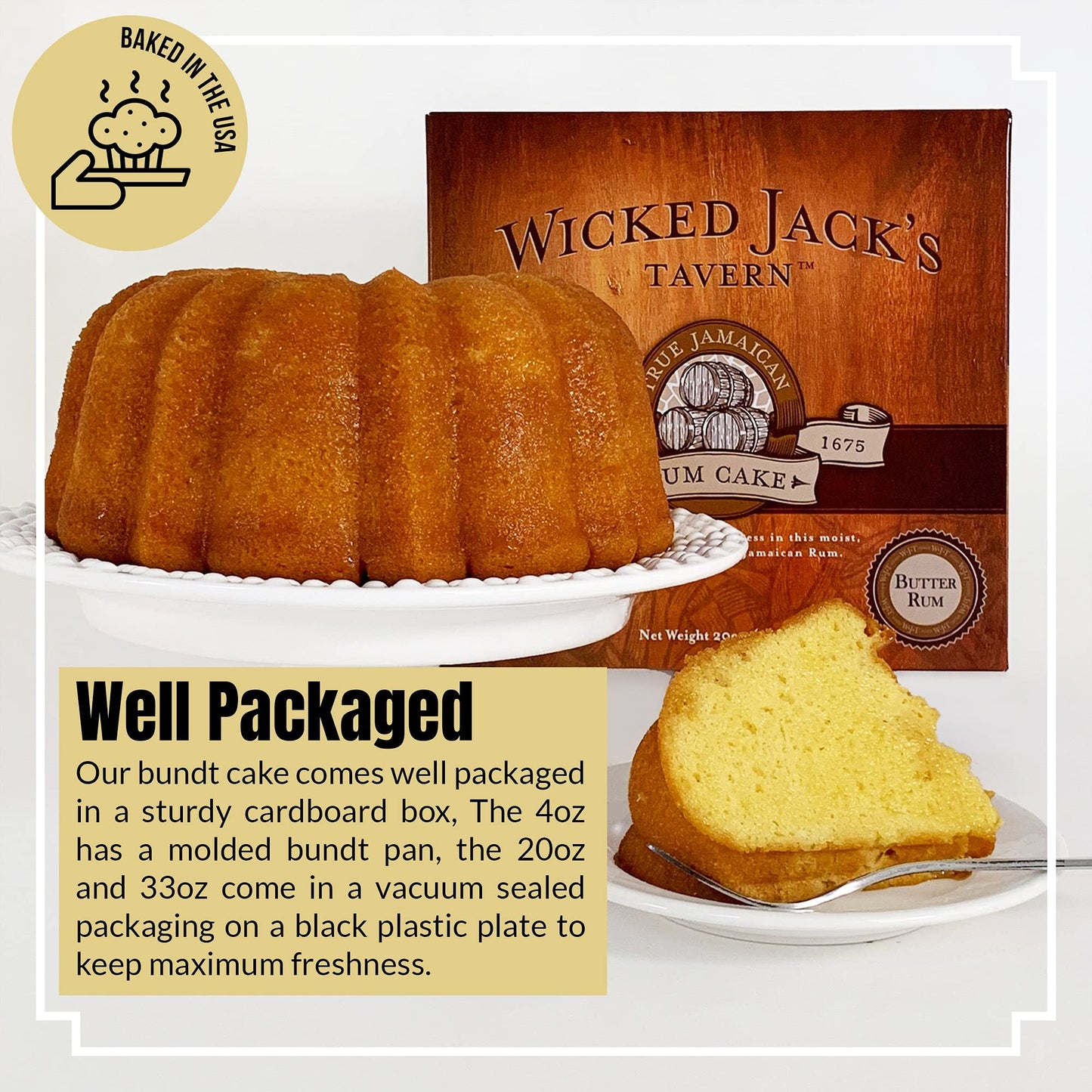 Wicked Jacks Jamaican Butter Rum Cake, Original Golden, 20-oz, Vacuum Packed