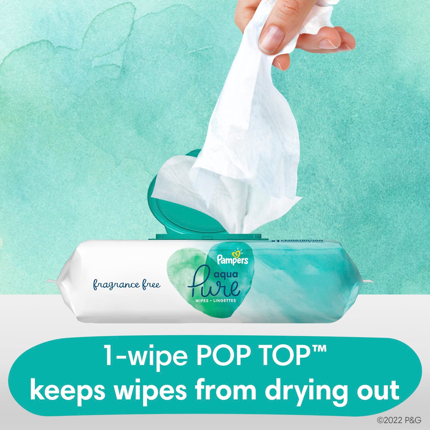 Pampers Aqua Pure Sensitive Baby Wipes, 99% Water, Hypoallergenic, Unscented, 12 Flip-Top Packs (672 Wipes Total)