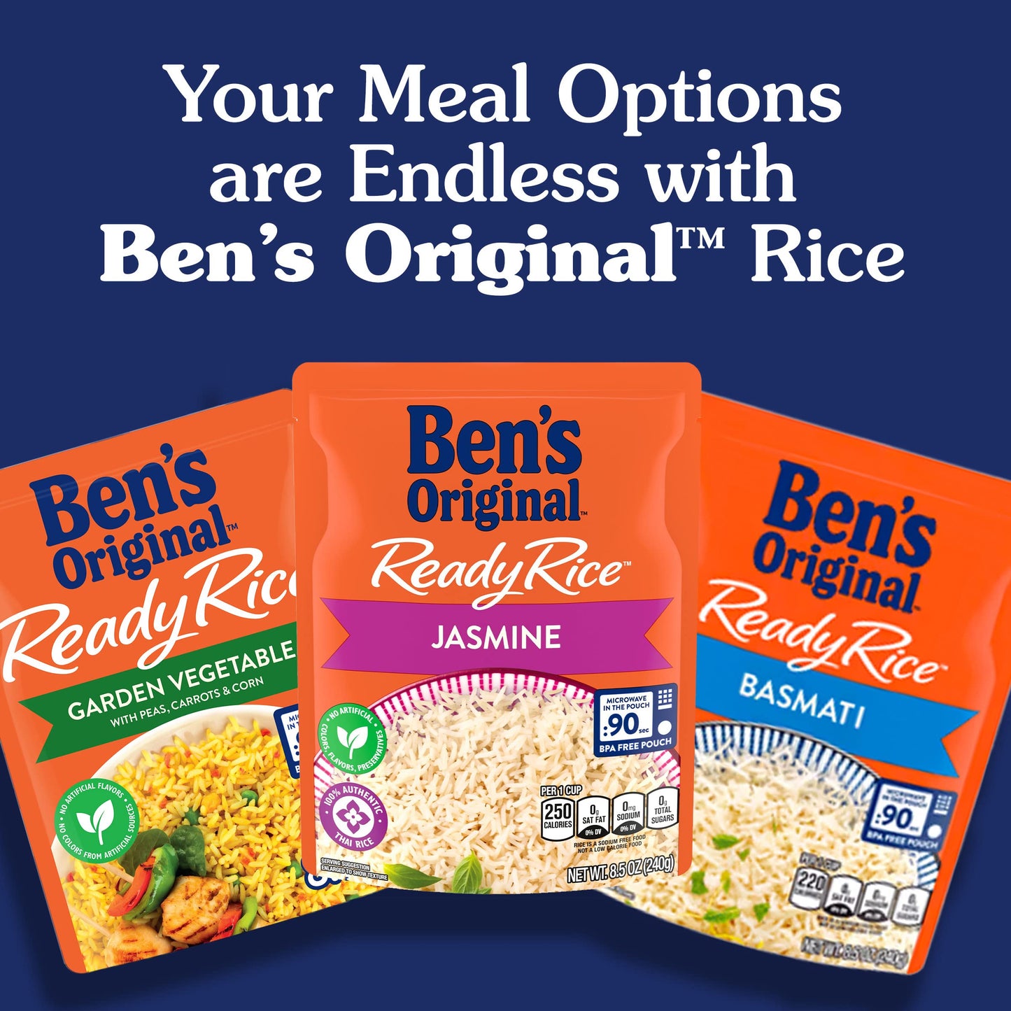 BEN'S ORIGINAL Ready Rice Garden Vegetable Flavored Rice, Easy Dinner Side, 8.8 OZ Pouch (Pack of 6)