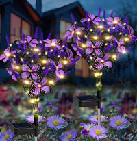 Solar Garden Lights, Solar Purple Lavender Butterfly Lights, Solar Artificial Flower Lights Outdoor Waterproof Decoration, Gardening Gifts for Women, Yard Patio Pathway Lawn Courtyard Decoration