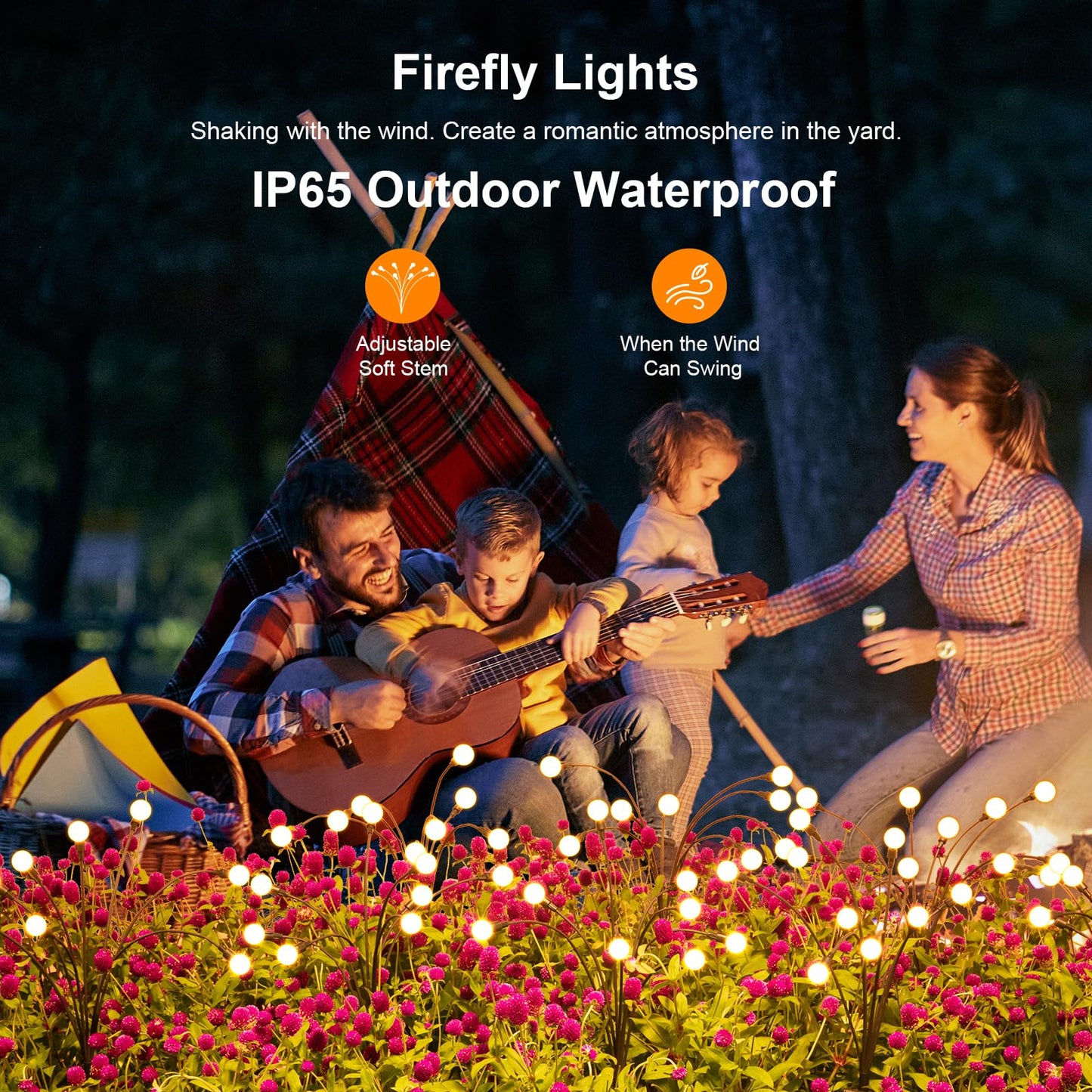 Solar Garden Lights, ASMAD 4 Pack 32 LED Solar Outdoor Lights, Outdoor Decorations Lights, Solar Swaying Lights, Firefly Lights for Patio Pathway Outdoor Decor, Big Bulb Solar Swaying Lights