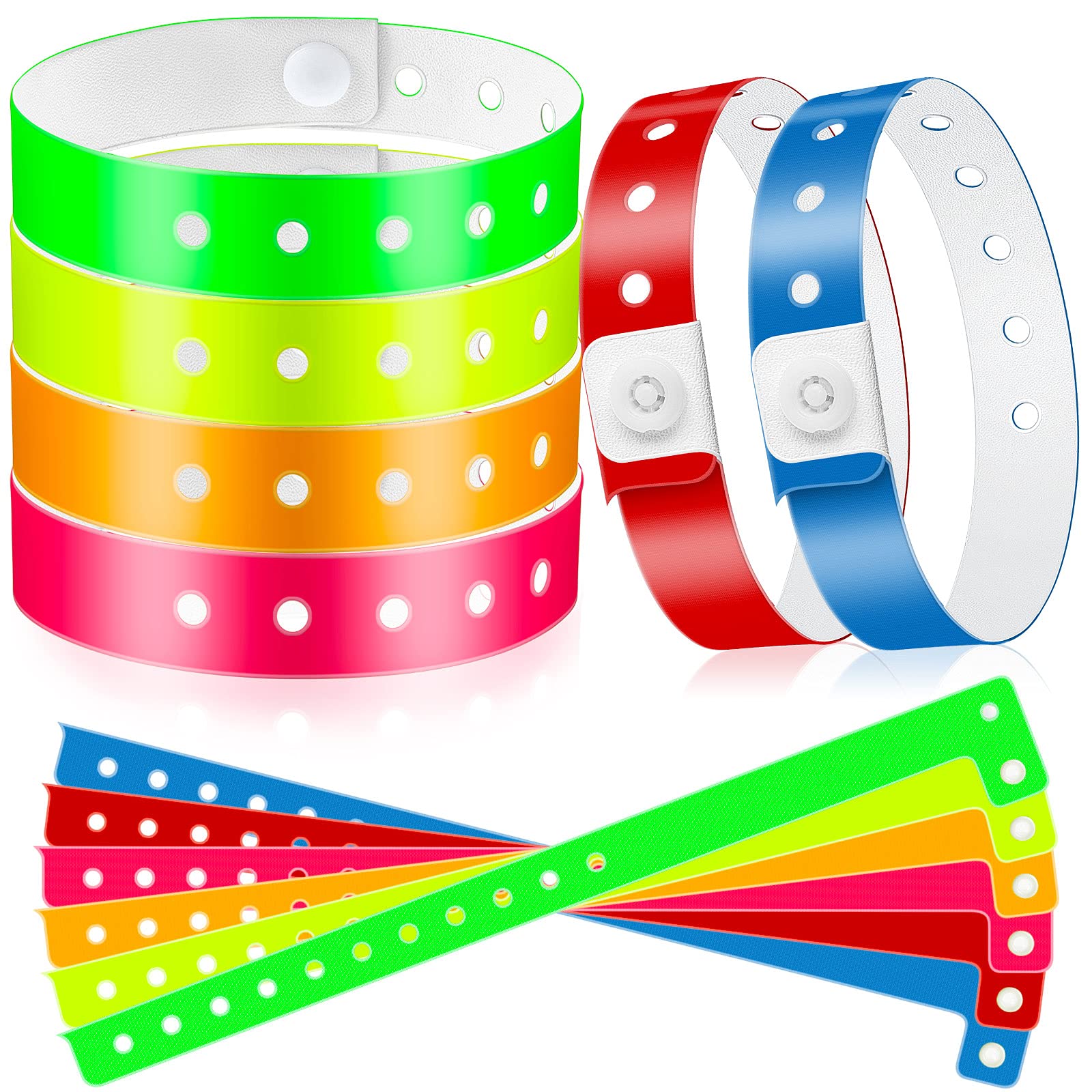 Jetec 48 Pieces Vinyl Wristband Plastic Event Wristband Colored Wristband for Events Concerts Carnivals Nightclubs, Multi-Color (Classic Style)