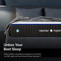 Nectar Hybrid King Mattress 12 Inch - Medium Firm Gel Memory Foam - Steel Springs - Cooling Technology - 365-Night Trial - Forever Warranty White