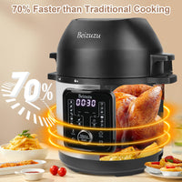 Pressure Cooker Air Fryer Combo: 6 Quart 8 in 1 Electric Pressure Cooker with Air Fryer Lid, Multi Cooker with Slow Cooker, Rice Cooker, Steamer, etc, Include Stainless Steel Fry Basket, Roast Rack