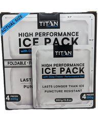 Titan Deep Freeze Combo Pack - High Performance Ice Packs for Long-Lasting Cooling, 4 x 600g & 4 x 250g