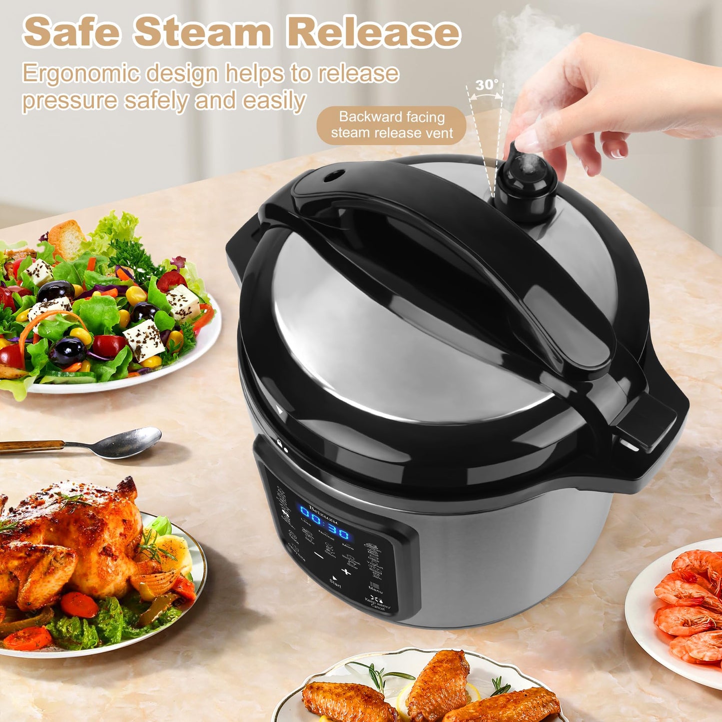 Electric Pressure Cooker: 6 Quart 9-in-1 Multi-Functional Built-in 11 Presets Programs Pressure Pot, Multi Cooker, Slow Cooker, Rice Cooker, Steamer, Sauté, Yogurt Maker, Warmer & Sterilizer