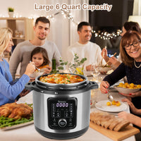 Pressure Cooker Air Fryer Combo: 6 Quart 8 in 1 Electric Pressure Cooker with Air Fryer Lid, Multi Cooker with Slow Cooker, Rice Cooker, Steamer, etc, Include Stainless Steel Fry Basket, Roast Rack