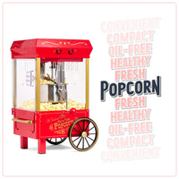 Nostalgia Popcorn Maker Machine - Professional Tabletop With 2.5 Oz Kettle Makes Up to 10 Cups - Vintage Popcorn Machine Movie Theater Style - Red