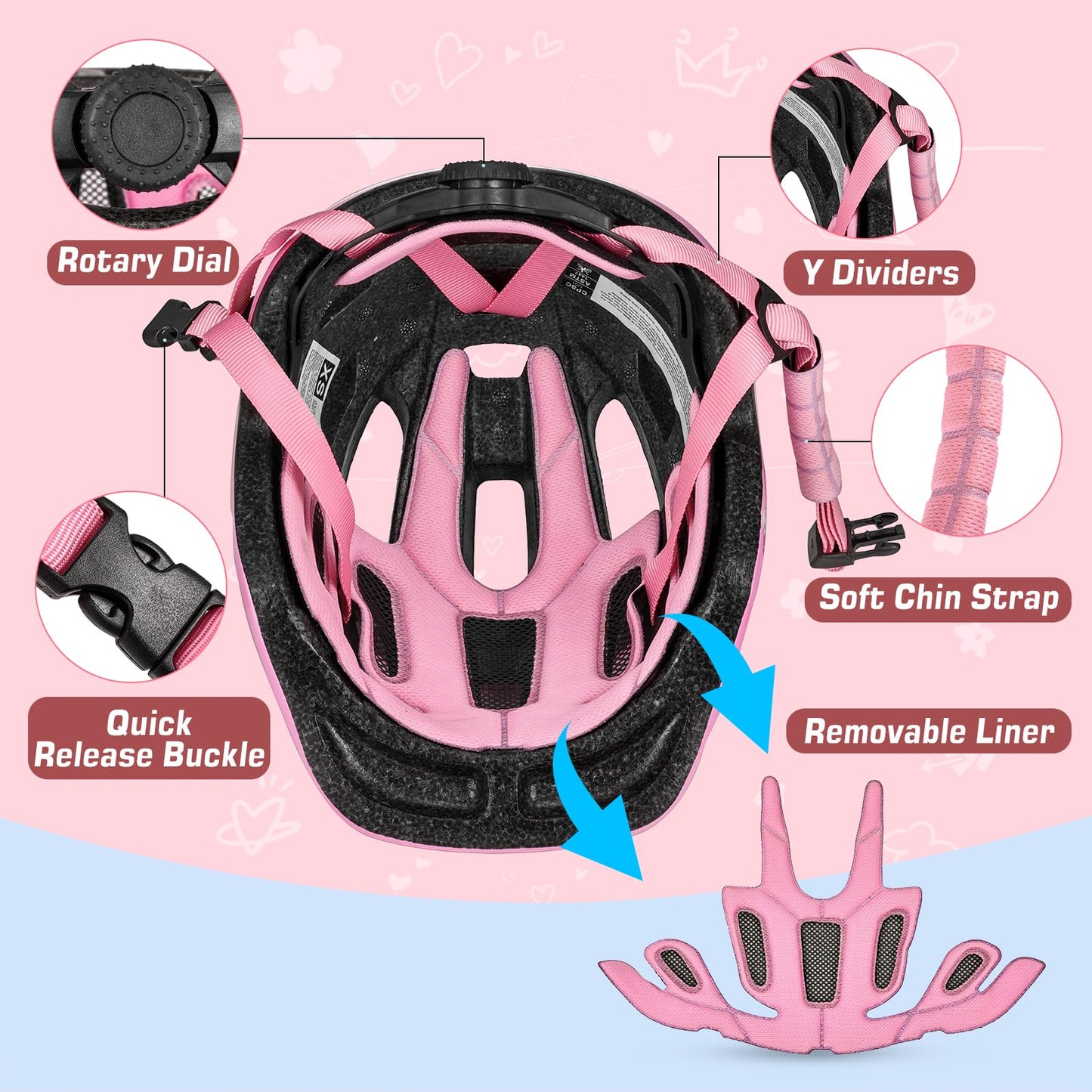 Zacro Kids Bike Helmet for Boys and Girls - From Toddler to Youth Ages 2-5/5-8/8-14 Years Old, Adjustable Multi-Sport Bicycle Skateboard Roller Skating Scooter Balance Bike Helmets for Children Safety