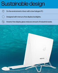 HP All-in-One PC Desk Computer, 21.5" Full HD Micro-Edge Display, AMD Ryzen 3 Processor, AMD Radeon Graphics, 8 GB SDRAM, 256 GB SSD, Windows11 Home OS, MU-MIMO, Bluetooth, and Wi-Fi (22-dd0032, 2022)