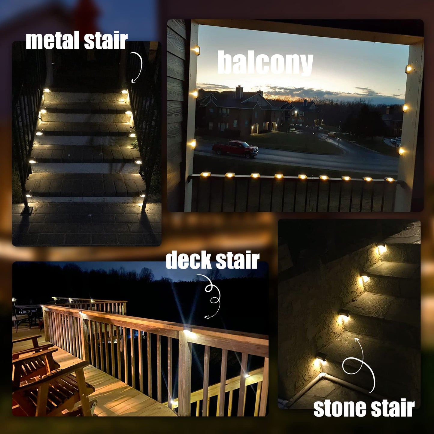 SOLPEX Solar Deck Lights Outdoor 16 Pack, Solar Step Lights Waterproof Led Solar lights for Outdoor Stairs, Step , Fence, Yard, Patio, and Pathway(Warm White)