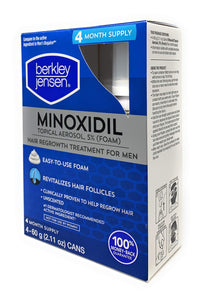 Berkley Jensen Men's Hair Regrowth Treatment for Men Minoxidil Topical Aerosol 5% Foam 4 Month Supply