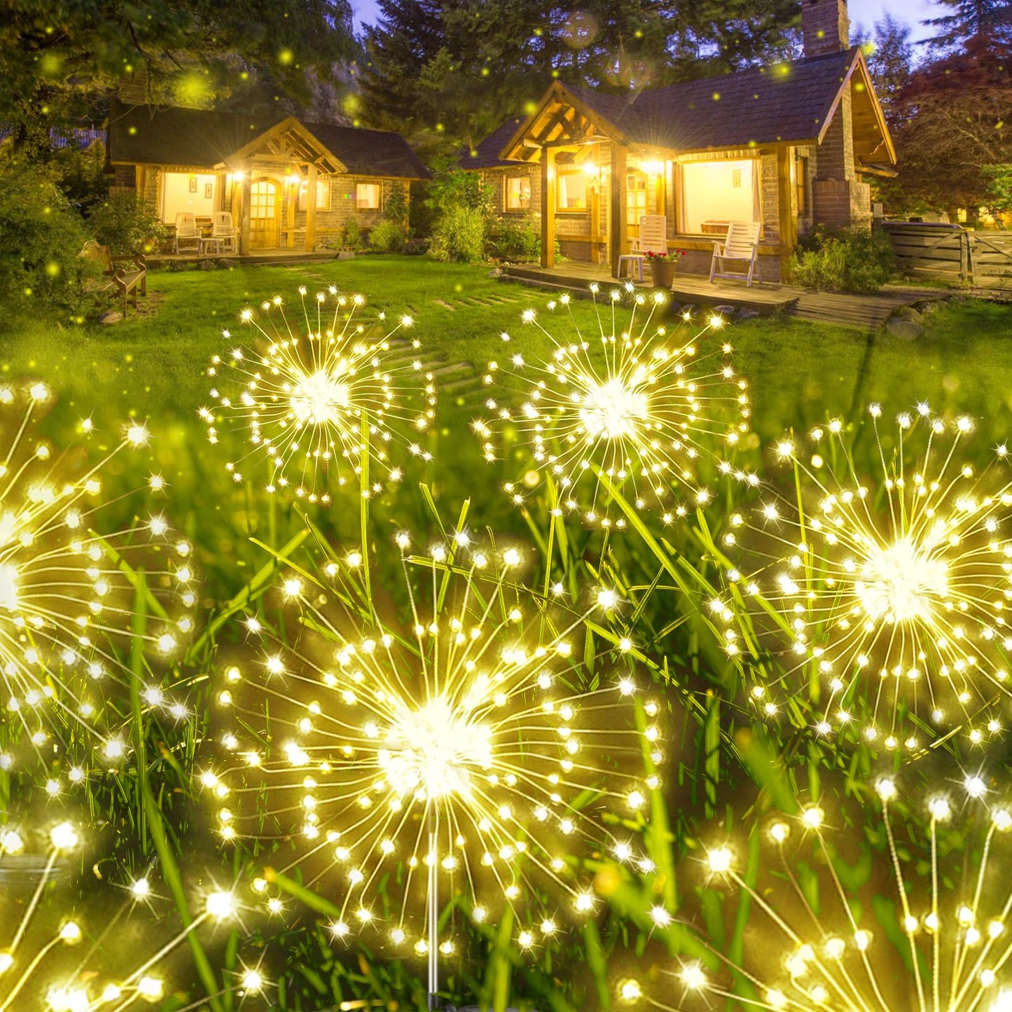 6 Pack Solar Garden Lights Outdoor, Solar Firework Lights Upgraded 540 LED Waterproof Solar Powered Sparkler Lights for Outside with 2 Lighting Modes for Garden Yard Outdoor Decor (Warm White)