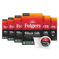 Folgers Black Silk Dark Roast Coffee, 72 Keurig K-Cup Pods