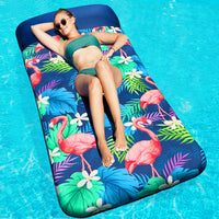 FindUWill Oversized Pool Floats Adults - 72" x38'' X-Large Fabric Covered Tanning Pool Lounger, Inflatable Pool Float with Headrest, Ultra-Comfort Pool Floaties Raft Lake Beach Float(XL, Flamingo)