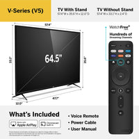 VIZIO 65-Inch V-Series 4K UHD LED HDR Smart TV with Apple AirPlay and Chromecast Built-in, Dolby Vision, HDR10+, HDMI 2.1, Auto Game Mode Low Latency Gaming, V655-J09, 2021 Model (Renewed)