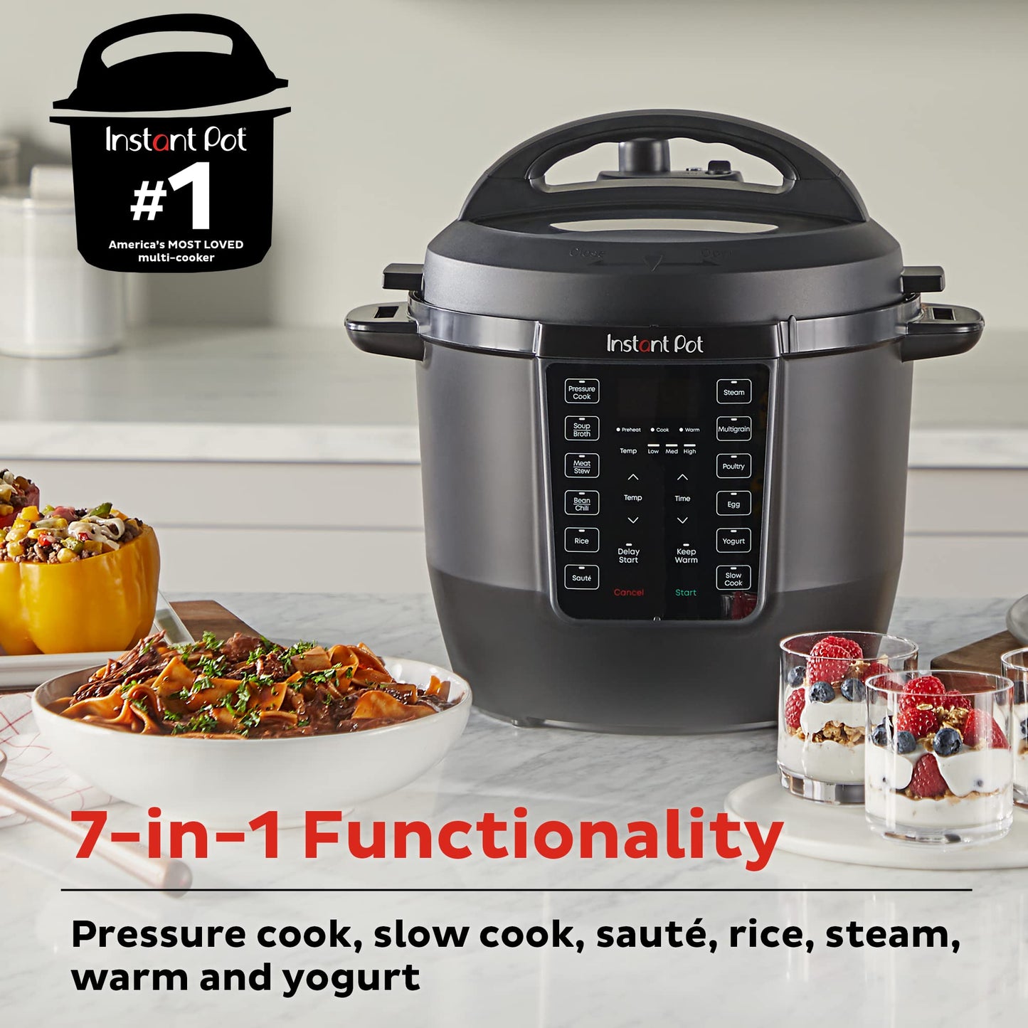 Instant Pot RIO, 7-in-1 Electric Multi-Cooker, Pressure Cooker, Slow Cooker, Rice Cooker, Steamer, Sauté, Yogurt Maker, & Warmer, Includes App With Over 800 Recipes, 6 Quart