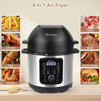 Pressure Cooker Air Fryer Combo: 6 Quart 8 in 1 Electric Pressure Cooker with Air Fryer Lid, Multi Cooker with Slow Cooker, Rice Cooker, Steamer, etc, Include Stainless Steel Fry Basket, Roast Rack