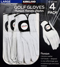 Kirkland Signature Golf Gloves Premium Cabretta Leather, Large (4 Count)