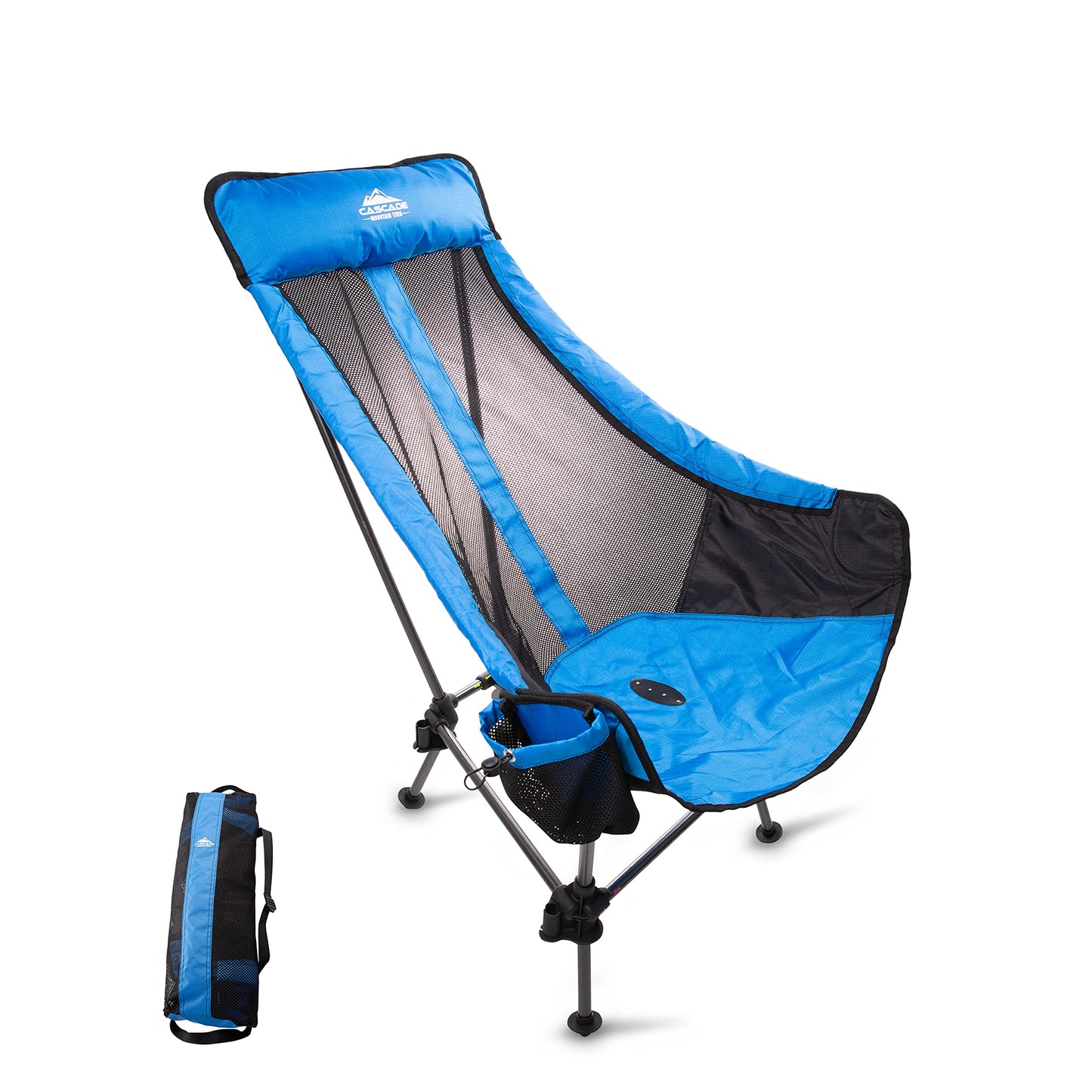 Cascade Mountain Tech Hammock Camp Chair with Adjustable Height - Ultralight for Backpacking, Camping, Sporting Events, Beach, and Picnics with Carry Bag - Royal Blue