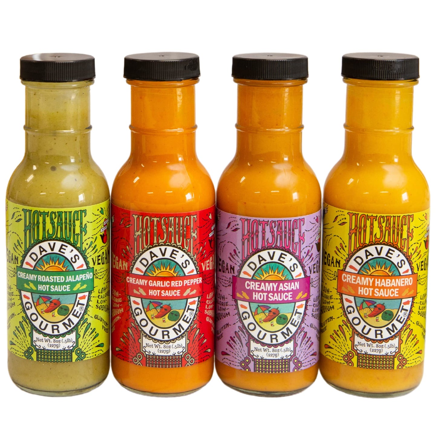 Dave's Gourmet Creamy Hot Sauce Variety 4-Pack - Moderate Heat for Flavoring Your Favorite Food