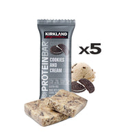 Kirkland Signature Protein Bars Variety Pack (20 Count) 5 of Each, All 4 Flavors - Chocolate Chip Cookie Dough, Chocolate Peanut Butter Chunk, Chocolate Brownie, and Cookies & Cream 2.12oz