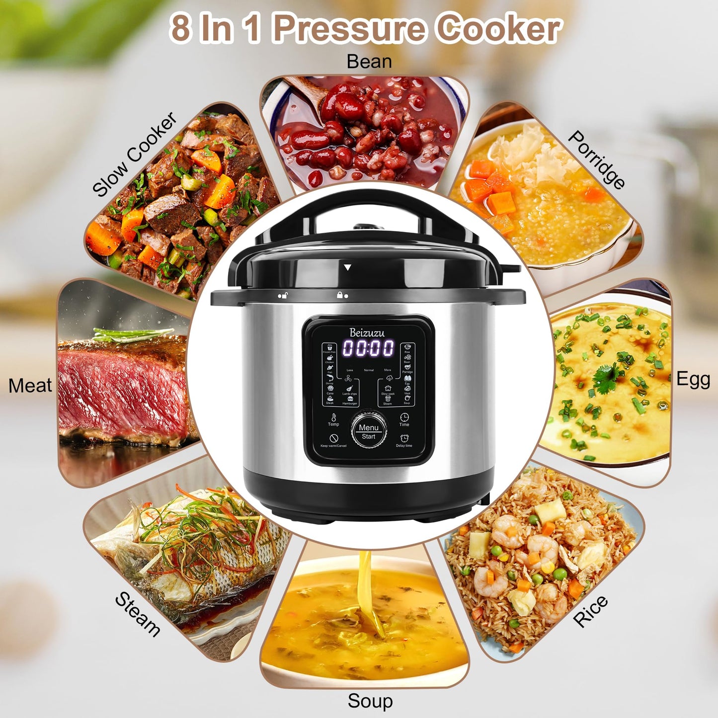 Pressure Cooker Air Fryer Combo: 6 Quart 8 in 1 Electric Pressure Cooker with Air Fryer Lid, Multi Cooker with Slow Cooker, Rice Cooker, Steamer, etc, Include Stainless Steel Fry Basket, Roast Rack