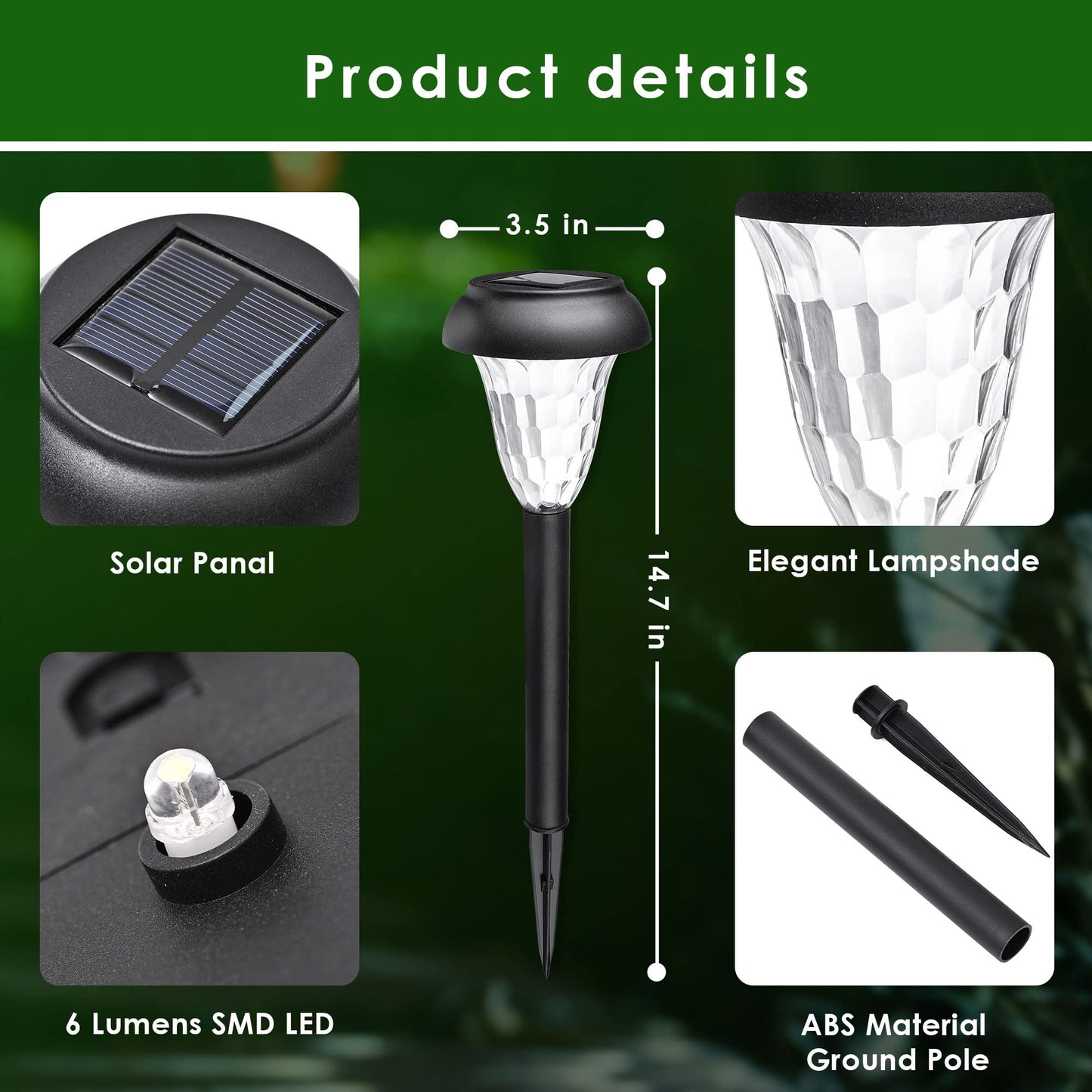 GIGALUMI 12Pack Solar Lights Outdoor Waterproof, Pathway Lights Solar Powered, Landscape Lighting, Solar Lights for Patio, Garden, Yard, Pathways, Landscapes, Walkways and Driveways