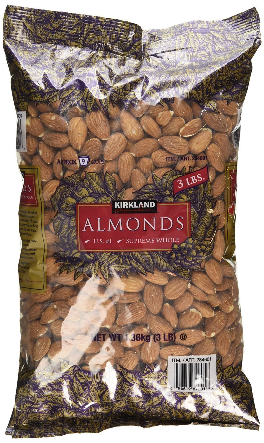 Kirkland Signature Supreme Whole Almonds, 3 Pound (Pack of 2)