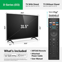 32-inch VIZIO 1080p Smart TV with AirPlay, Chromecast, Screen Mirroring, and 150+ Free Channels (Renewed)