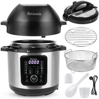 Pressure Cooker Air Fryer Combo: 6 Quart 8 in 1 Electric Pressure Cooker with Air Fryer Lid, Multi Cooker with Slow Cooker, Rice Cooker, Steamer, etc, Include Stainless Steel Fry Basket, Roast Rack