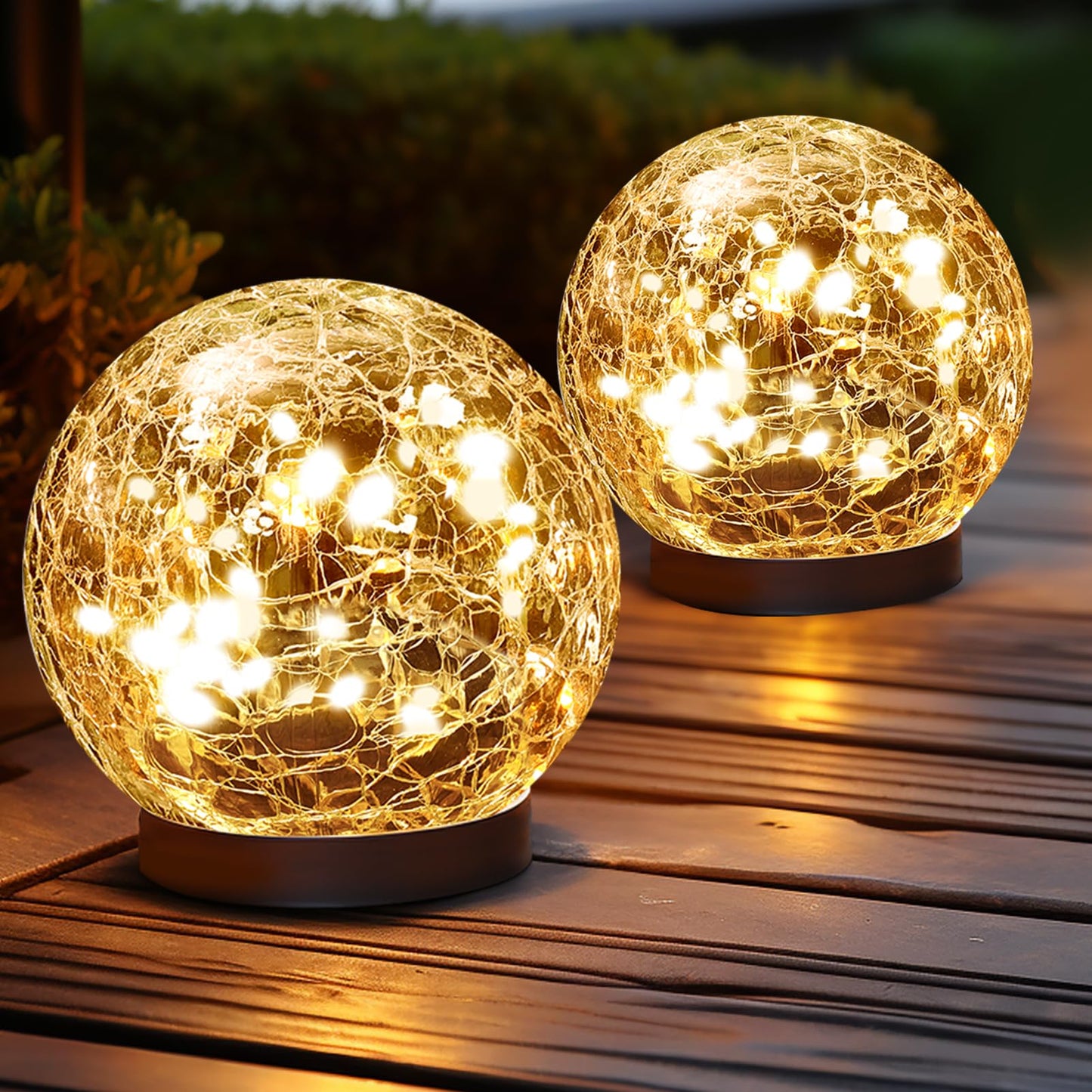 JKIMK Solar Globe Lights, Outdoor Waterproof - 2 Pcs Solar Orbs for Garden, 600mAh Battery, 20 LED Lights, Warm White, Decorative Patio Yard Lawn Backyard Decor