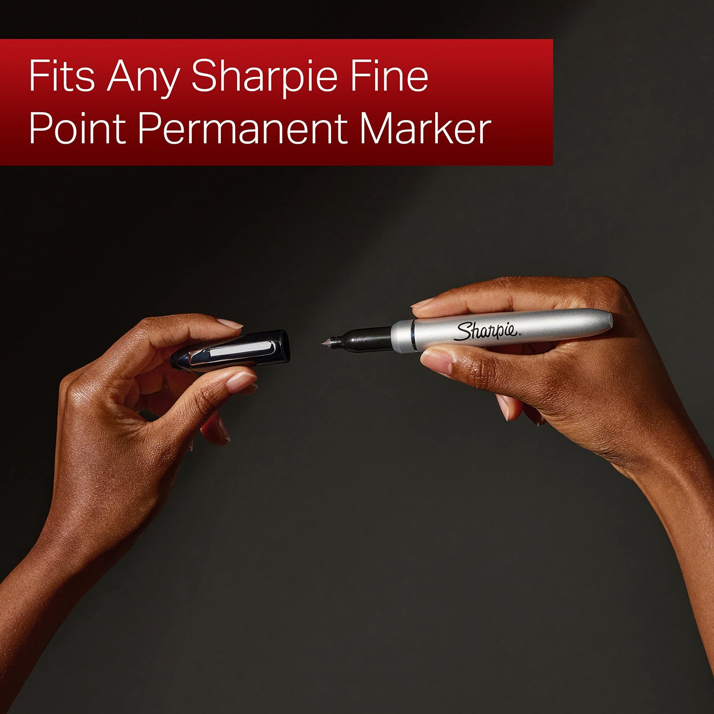 SHARPIE Permanent Markers with Stainless Steel Marker Case, Fine Point, Black, 6 Count