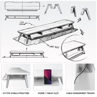 Fenge Dual Monitor Stand, Monitor Stands Riser for 2 monitors, 42.5 Inch Wood Desk Shelf with Storage Organizer and Cable Management for Office Desk Accessories