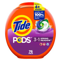 Tide PODS Liquid Laundry Detergent Soap Pacs, Powerful 3-in-1 Clean in One Step, He Compatible, Spring Meadow Scent, 76 Count