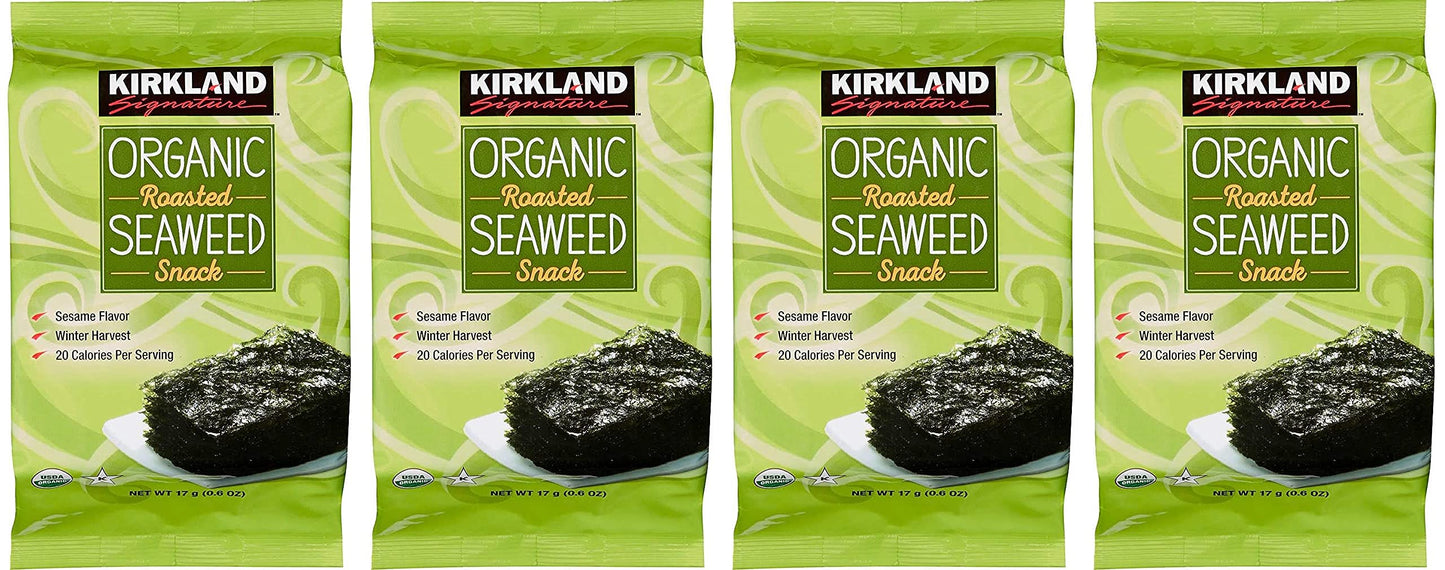 Kirkland Signature Organic Roasted Seaweed Snack, 0.6 ounces (4-pack)