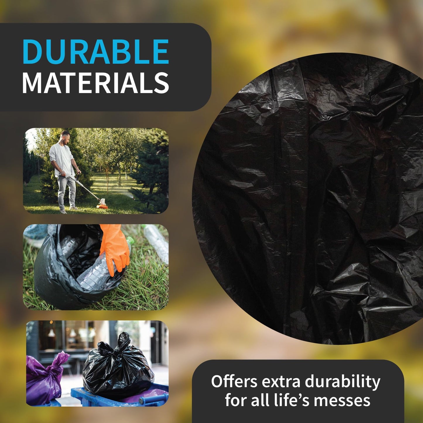 Heavy Duty Contractor Bags, 42 Gallon, 32.75" X 47" - 3 MIL Thick Large Black Industrial Garbage Trashbags for Construction and Commercial use