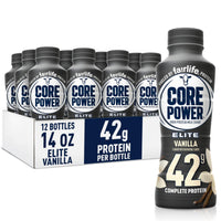 Core Power Fairlife Elite 42g High Protein Milk Shake Bottle, Ready To Drink for Workout Recovery, kosher, Liquid, Vanilla, 14 Fl Oz (Pack of 12)