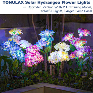 TONULAX Solar Garden Lights - 3 Pack 2024 Version Solar Lights Outdoor, Colorful Lights,Hydrangea Flower Lights for Yard Decor, Garden Decoration, Two Lightning Modes & Enlarged Solar Panel