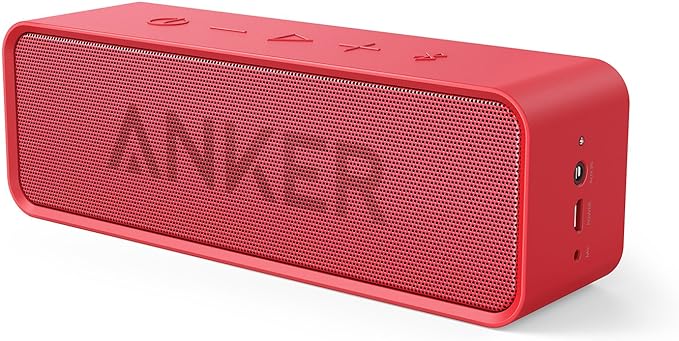 Anker Soundcore Portable Wireless Bluetooth Speaker with 24-Hour Playtime, 66ft Range, 10W Stereo Sound, Rich Bass, Built-in Mic, Ideal for iPhone, Samsung, Traveling, Shower Use, and More - Red