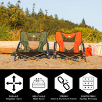 Cascade Mountain Tech Camping Chair - Low Profile Folding Chair for Camping, Beach, Picnic, Barbeques, Sporting Event with Carry Bag , Black