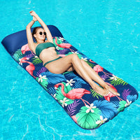 FindUWill Oversized Pool Floats Adults - 72" x38'' X-Large Fabric Covered Tanning Pool Lounger, Inflatable Pool Float with Headrest, Ultra-Comfort Pool Floaties Raft Lake Beach Float(XL, Flamingo)