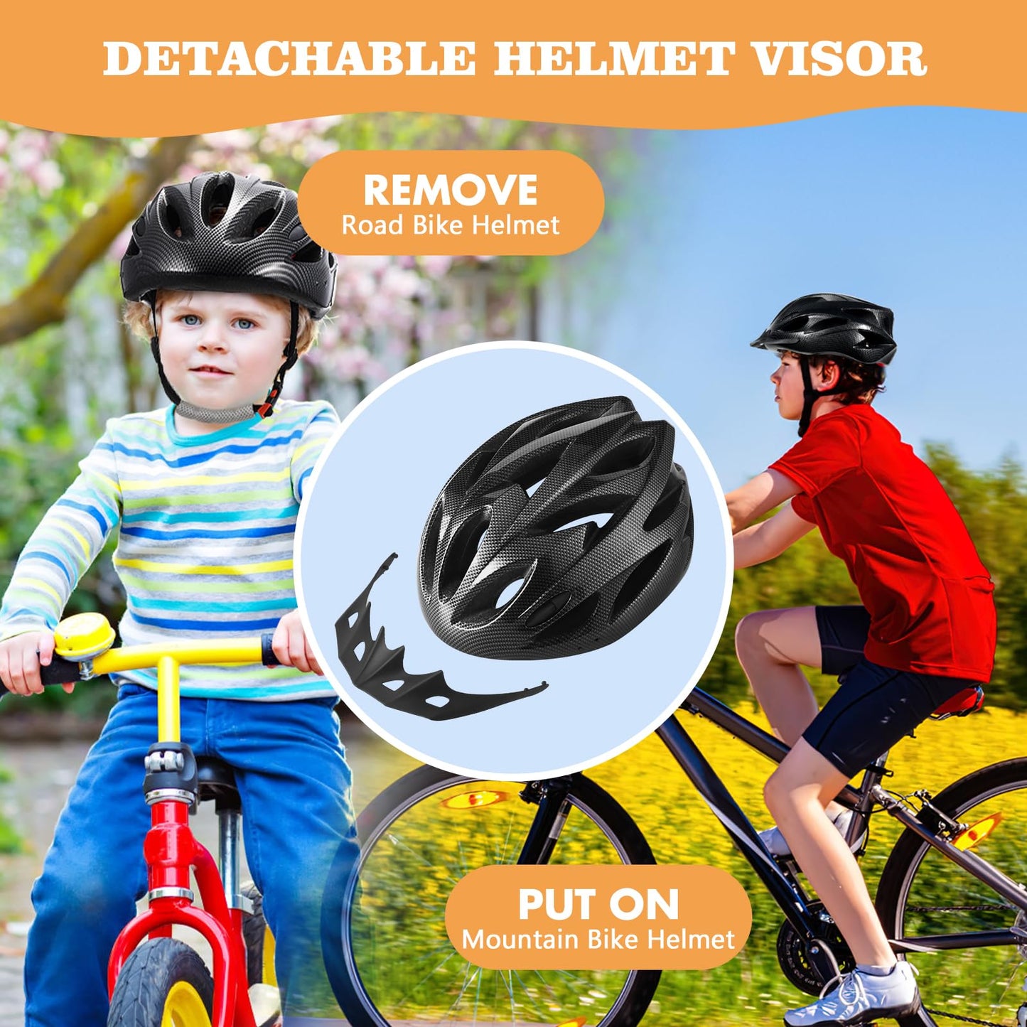 Zacro Kids Bike Helmet - Boys and Girls Youth Bike Helmets Fits Ages 5-8/8-14 Year Olds, Dial Fit Adjustment & Detachable Visor, Lightweight Bicycle Helmet for Mountain Cycling CPSC Safety Certified