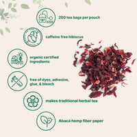 Micro Ingredients Organic Hibiscus Tea Bags, 200 Count | Premium Source for Herbal Tea | Eco-Friendly Hemp Paper Tea Bags | Caffeine Free, Non-GMO, No Sugar
